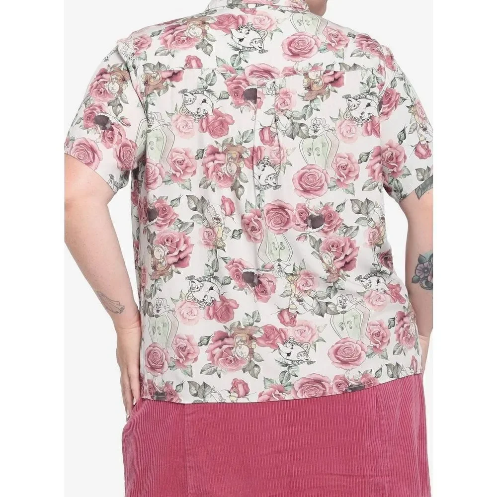 Disney Beauty & The Beast Rose Woven Button-Up Plus Size 4 - Picture 6 of 9